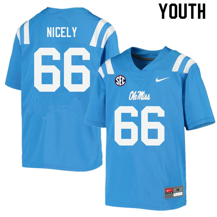 Cedrick Nicely Ole Miss Rebels NCAA Youth Powder Blue #66 Stitched Limited College Football Jersey KPR3258XR